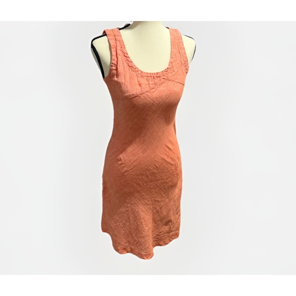 Horny Toad Linen Dress XS Coral Orange‎ Sleeveless Tank A-Line Boho